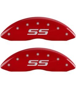 MGP 4 Caliper Covers Engraved Front & Rear Monte Carlo style/SS Red finish silver ch