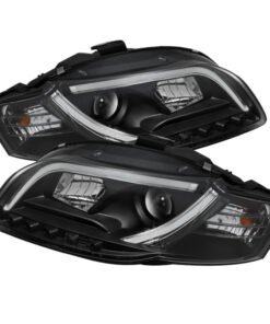 Spyder Audi A4 06-08 Projector Headlights Halogen Only - Light Tube DRL Blk PRO-YD-AA405-LTDRL-G2-BK