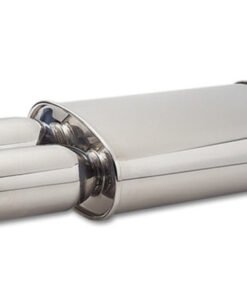 Vibrant StreetPower Oval Muffler w/ Dual 3.5in Round Tips Straight Cut Beveled Edge 2.5in inlet I.D.