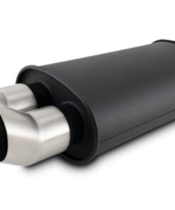 Vibrant StreetPower Flat Blk Muffler Dual 304SS Brushed Tips 9in x 5in x 15in - 3in Dual Inlet