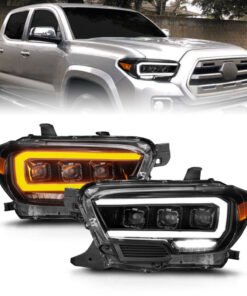 ANZO 16-22 Toyota Tacoma SR/SR5 ONLY Full LED Proj Headlights w/Light Bar Seq. Blk w/Initiation Lgt