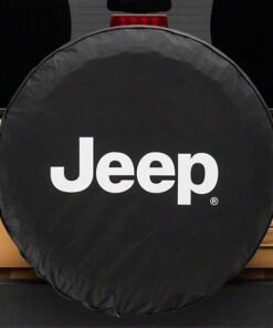 Officially Licensed Jeep 66-18 CJ5/ CJ7/ Wrangler YJ/ TJ/JK White Logo Spare Tire Cover- 33In