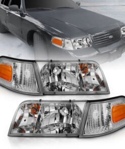 ANZO 1998-2005 Ford Crown Victoria Crystal Headlight Chrome With Bumper Light (OE)