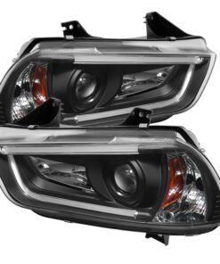 Spyder Dodge Charger 11-14 Projector Headlights Halogen - Light Tube DRL Blk PRO-YD-DCH11-LTDRL-BK