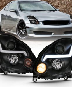 ANZO 2003-2007 Infiniti G35 Projector Headlight Plank Style Chrome (HID Compatible, No HID Kit )