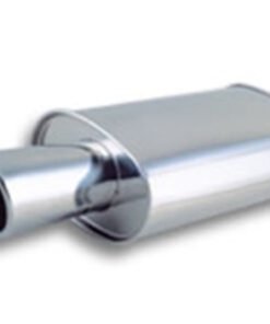 Vibrant StreetPower Turbo Oval Muffler with 4in Round Tip Angle Cut Rolled Edge - 3in inlet I.D.