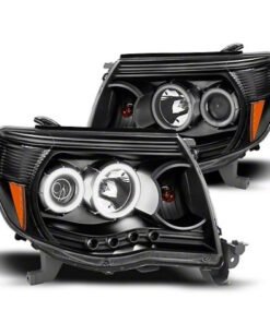 Raxiom 05-09 Tacoma Super White LED Halo Projector Headlights- Black Housing (Clear Lens)