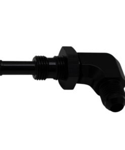 DeatschWerks 6AN Male Flare to 5/16in Male Barb Bulkhead Adapter 90-Degree - Anodized Matte Black