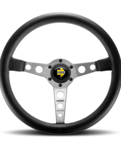 Momo Prototipo Steering Wheel 350 mm - Black Leather/Wht Stitch/Brshd Spokes