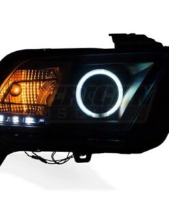 Raxiom 13-14 Ford Mustang w/ Factory HIDLED Halo Projector Headlights- Black Housing (Smoked Lens)