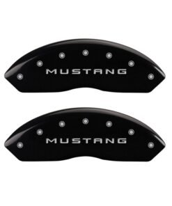 MGP 4 Caliper Covers Engraved Front Mustang Engraved Rear 50 Black finish silver ch