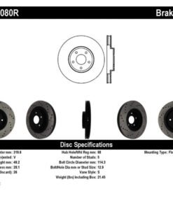 StopTech 08-09 Infiniti EX35 / 05-08 G35 / 09 G37 / 06-09 M35/M45 Drilled Right Front Rotor