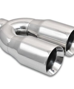 Vibrant 2.5in ID Dual 3.5in OD Round SS Tips (Double Wall, Straight Cut)