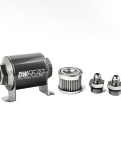 DeatschWerks Stainless Steel 6AN 5 Micron Universal Inline Fuel Filter Housing Kit (70mm)