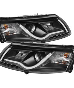 Spyder Audi A6 05-07 Projector Headlights Halogen Light Tube DRL Blk PRO-YD-ADA605-LTDRL-BK
