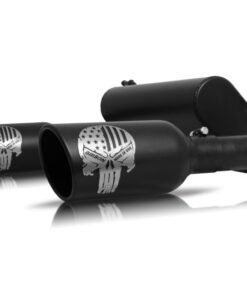 Gibson 18-20 Jeep Wrangler Sport 3.6L 2.5in Patriot Skull Series Cat-Back Dual Exhaust - Blk Ceramic