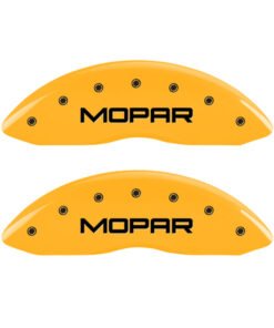 MGP 4 Caliper Covers Engraved Front & Rear MOPAR Yellow finish black ch