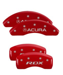 MGP 4 Caliper Covers Front Acura Rear RDX Red Finish Silver Characters (Req 18in+ Wheel)