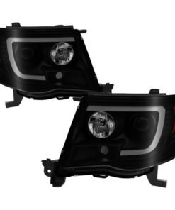 Spyder 05-11 Toyota Tacoma Ver 2 Proj Headlights - Light Bar DRL - Black Smoke PRO-YD-TT05V2-LB-BSM