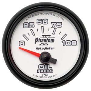 Autometer Phantom II 52mm Short Sweep Electronic 0-100psi Oil Pressure Gauge