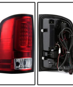Spyder 07-13 GMC Sierra 1500 V2 Light Bar LED Tail Lights - Red Clear (ALT-YD-GS07V2-LBLED-RC)