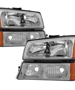 Xtune Chevy Silverado 2500HD 03-06 Crystal Headlights w/ Bumper Lights Chrome HD-JH-CSIL03-AM-C-SET