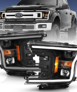 ANZO 2018-2019 Ford F-150 Projector Plank Style H.L. Black Amber (Without Switchback)