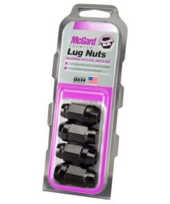 McGard Hex Lug Nut (Cone Seat Bulge Style) M12X1.5 / 3/4 Hex / 1.45in. Length (4-Pack) - Black