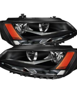 Xtune Volkswagen Jetta 11-14 Amber Crystal Headlights Black HD-JH-VJ11-AM-BK