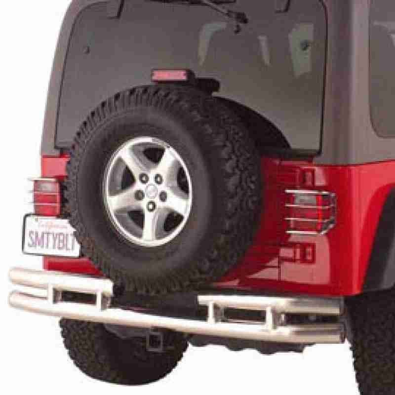 Smittybilt Tubular Rear Bumper for Jeep Wrangler TJ/YJ - with Hitch - Stainless Steel - JB44-RHS