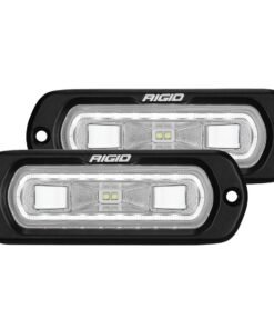 Rigid Industries 53220 SR-L Series Flush Mount 4.5"x1.2" 14W Rectangular Wide Beam LED Lights with White Halo - Pair