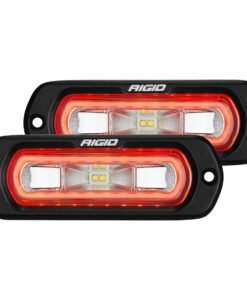 Rigid Industries 53222 SR-L Series Flush Mount 4.5"x1.2" 14W Rectangular Wide Beam LED Lights with Red Halo - Pair