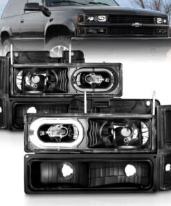 ANZO 88-98 Chevrolet C1500 Crystal Headlights Black Housing w/ Signal and Side Marker Lights