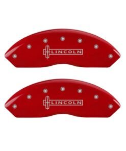 MGP 4 Caliper Covers Engraved Front Lincoln Engraved Rear MKZ Red finish silver ch