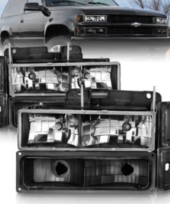 ANZO 88-98 Chevrolet C1500 Crystal Headlights Black