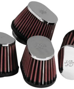 K&N Universal Chrome Oval Tapered Air Filter - 2in Flg ID x 4in OS L 3in OS W x 2.75in H