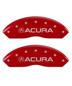 MGP 4 Caliper Covers Engraved Front & Rear Acura Red finish silver ch