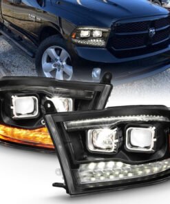 ANZO 2009-2018 Dodge Ram 1500 Led Projector Plank Style Switchback H.L Halo Black Amber (OE Style)