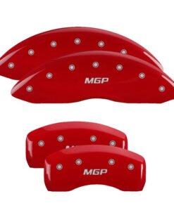 MGP 4 Caliper Covers Engraved Front & Rear MGP Red Power Coat Finish Silver Characters - Honda
