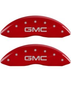 MGP 4 Caliper Covers Engraved Front & Rear GMC Red finish silver ch