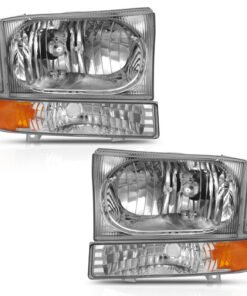ANZO 2000-2004 Ford Excursion Crystal Headlight w/ Corner Light Chrome Amber (w/o Bulb)