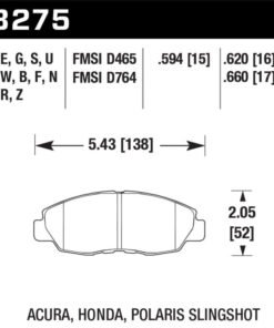 Hawk Honda 98-02 Accord / 06-11 Civic / Polaris Slingshot HT-10 Race Front Brake Pads (Two Pads/Box)