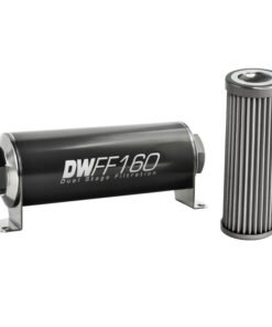 DeatschWerks Stainless Steel 8AN 40 Micron Universal Inline Fuel Filter Housing Kit (160mm)