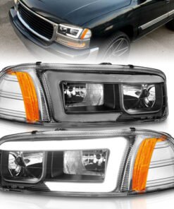 Anzo 99-17 GMC Sierra/Denali Headlights Black Amber (w/C Light Bars)