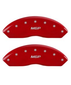 MGP 4 Caliper Covers Engraved Front & Rear MGP Red Finish Silver Char 2017 Toyota Corolla iM