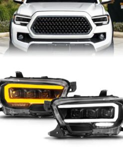 ANZO 16-22 Toyota Tacoma LED Projector Headlights w/ Light Bar Sequential Black Housing w/Initiation