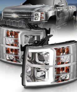 ANZO 2007-2013 Chevy Silverado 1500 Projector Plank Style Chrome Amber