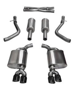 Corsa 15-17 Dodge Challenger Sport Cat-Back Dual Rear Exit with Twin 3.5in Black Pro-Series Tips