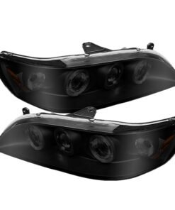 Spyder Honda Accord 98-02 1PC Projector Headlights LED Halo Amber Reflctr Blk PRO-YD-HA98-AM-BK