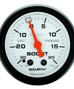 Autometer Phantom 52mm 30in HG.-Vac/20PSI Mechanical Vacuum/Boost Gauge